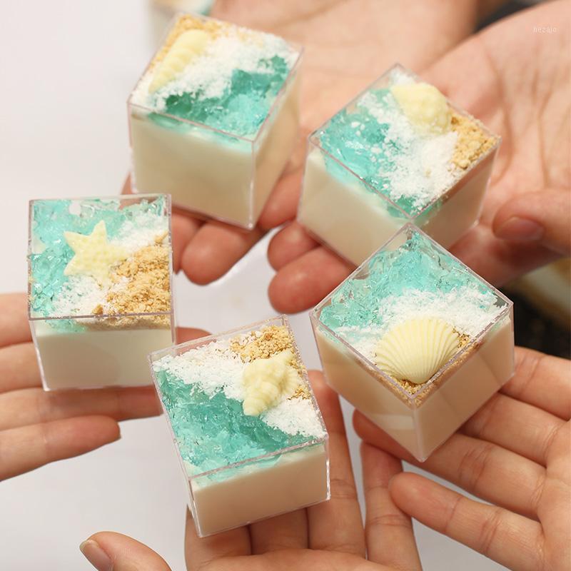 

Disposable hard plastic cake mousse cup square pudding ice cream jelly dessert cups party favors 70ml small transparent gift box1