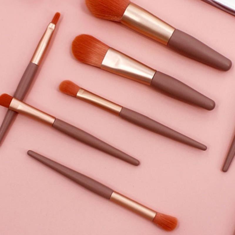 

Makeup brush set for beginners a full set of 8 mini loose powder brush foundation eye shadow wooden handle