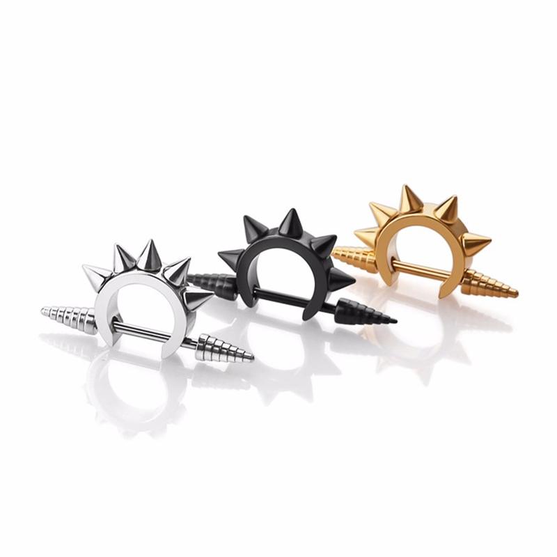 

Stud Goth Style Spike Earrings Stainless Steel Body Piercing Jewelry For Man Woman Fashion Sharp Series 1 Pair