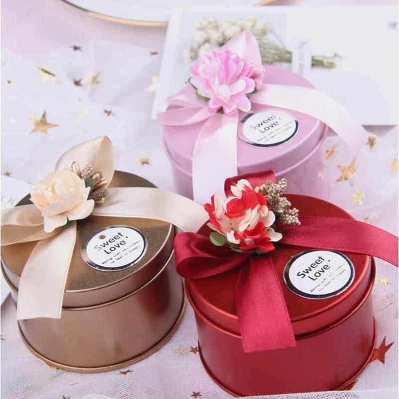 

Candy Box Round Shape DIY Romantic Wedding Valentine's Day Chinese New Year Birthday Party Candy Cookie Gifts Box Party Supplies1