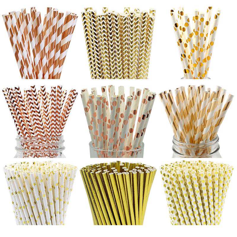 

25pcs Disposable Paper Straws Creative Mixed Drinking Straw Birthday Party Decorations Kids Baby Shower Wedding Party jllQPS