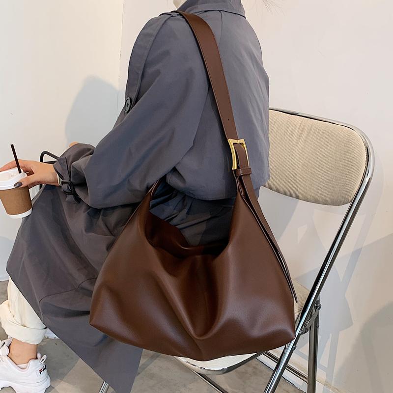 

Soft PU Leather Big Shoulder Bag For Women 2020 Vintage Large Ladies Solid Hand Bag Ladies Designer Fashion Handbags, Coffee bag