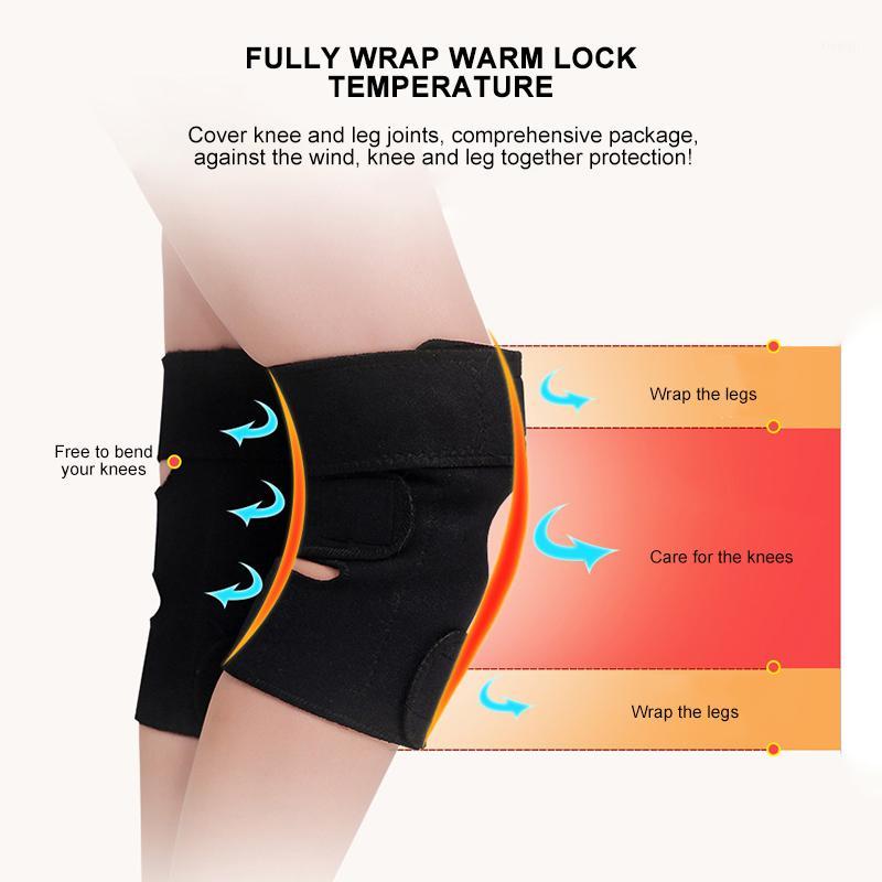 

2 PCS Self-heating Knee Protector Warmer Adjustable Tourmaline Magnetic Therapy Knee Pads Support with Patella Stabilizer Brace1, Black