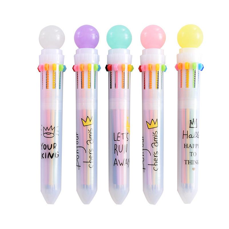 

Shuttle Pens Ballpoint Pen Retractable Gel Pen 10-in-1 Shuttle Pens 8 Multicolor Dinosaur 0.5mm Liquid Ink for Students, Randome
