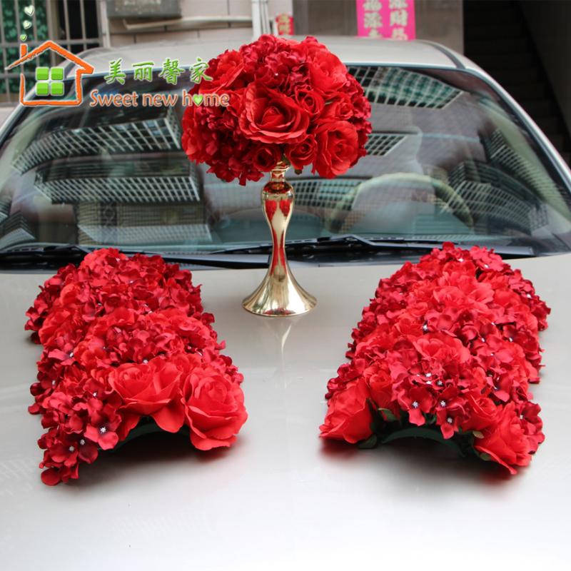 

Sweet new home Artificial flower wall row table centerpiece flower red rose Hydrangea for wedding backdrop, Flower row