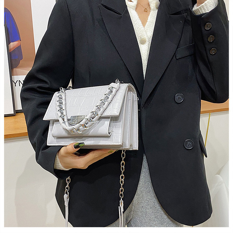 

HBP Crossbody Bag Handbags Purses Designer New design Woman bag quality texture fashion shoulder bag chain Stone pattern Individuality, Light grey