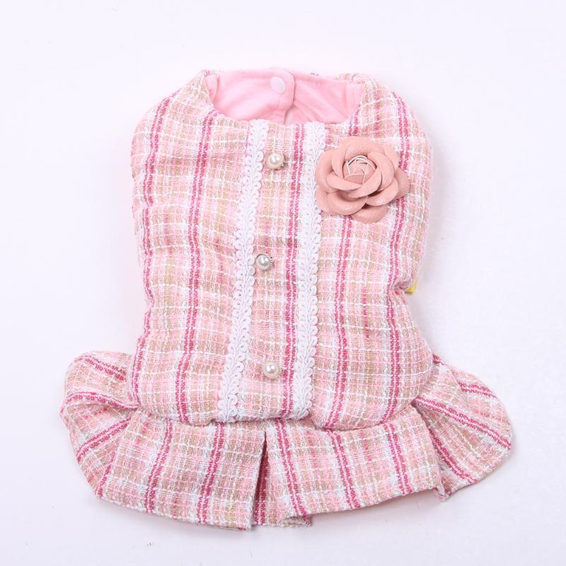 

Princess Dog Cat Dress Hoodie Plaid Rose Design Pet Puppy Skirt Autumn/Winter Clothes Outfit 5 Sizes 2 Colours1, Blue