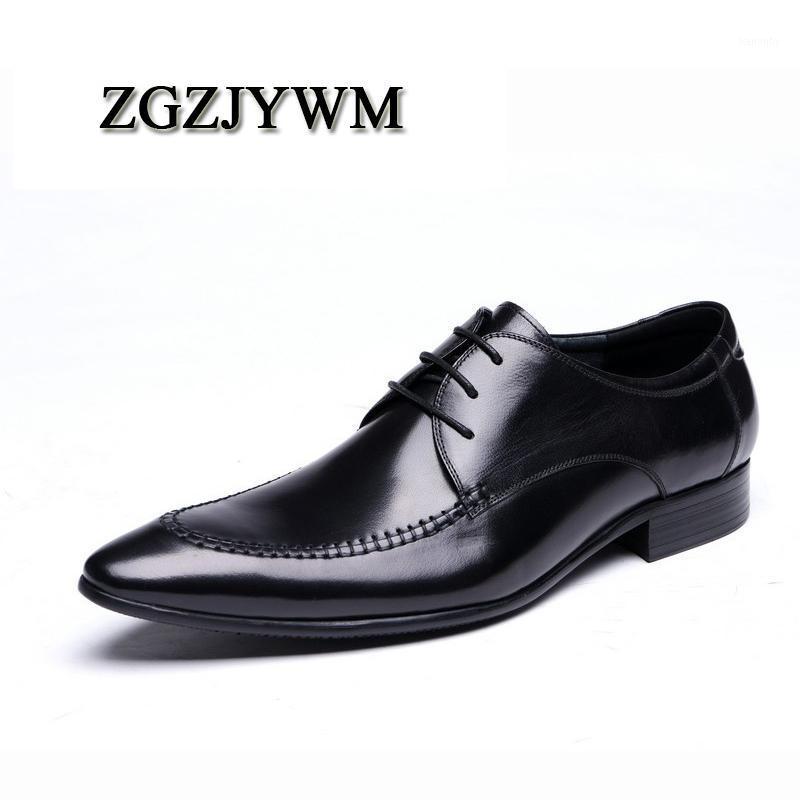 

ZGZJYWM Genuine Leather Men Italy Lace-up Top Quality Business Moccasins Dress Black Wedding Office Shoes1