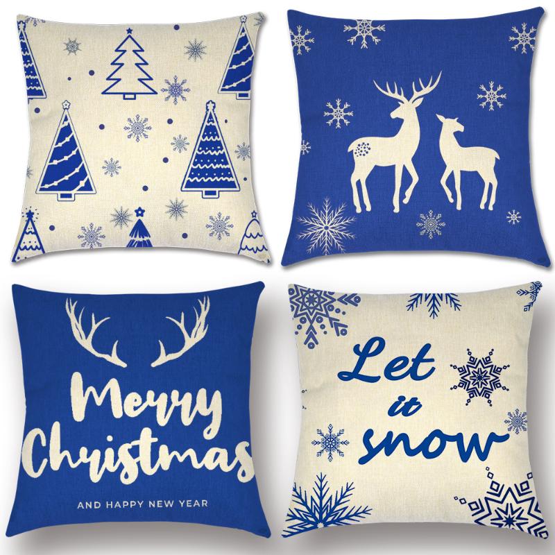 

2020 Cartoon Letter Christmas Pillowcase Throw Pillow Cover Office Sofa Cushion Linen Cushion Cover Pillow Case