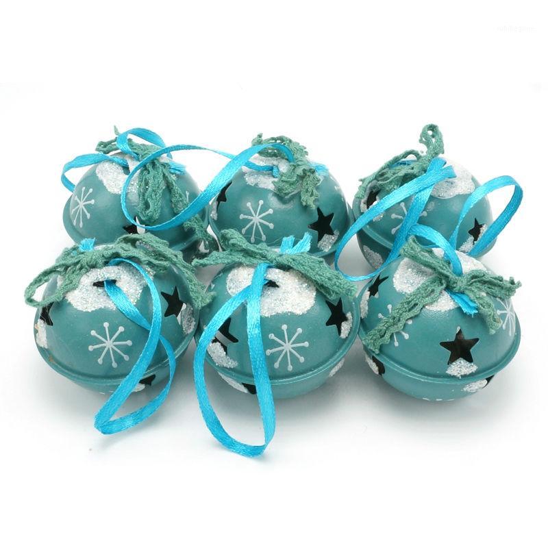 

Christmas tree decorations 6pcs blue metal shiny Jingle Bells 50mm for home Holiday Christmas gift items Hanging Xmas1