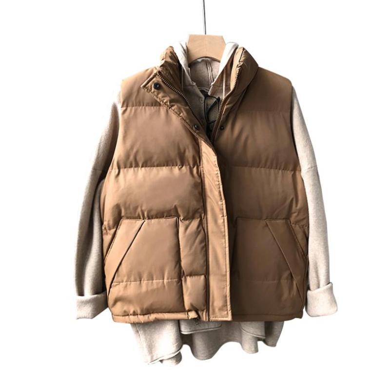 

2020 winter new fashion thicken warm vests female casual style solid good quality parkas vests gx1313 dropship, Beige