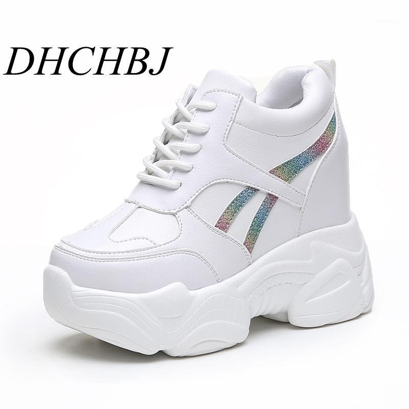 

Women Sneakers PU Leather Casual Platform Trainers White Shoes 10CM Heels Autumn Wedges Breathable Woman Height Increasing Shoes1, Pink