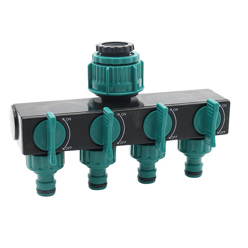 

1/2"-3/4"-1" Hose Splitters Irrigation Adapter 4-way Water Hose Connectors European standard Female Thread Tap Connectors 1 Pc, Green