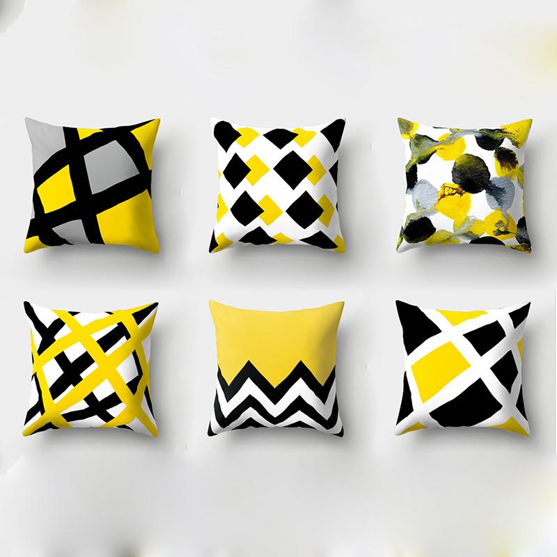 

Hot 45 * 45cm Nordic yellow Geometric Simple Peach Suede Pillowcase Throw Cushion Cover Soft Home Sofa Bedding Room Decoration, 5 style