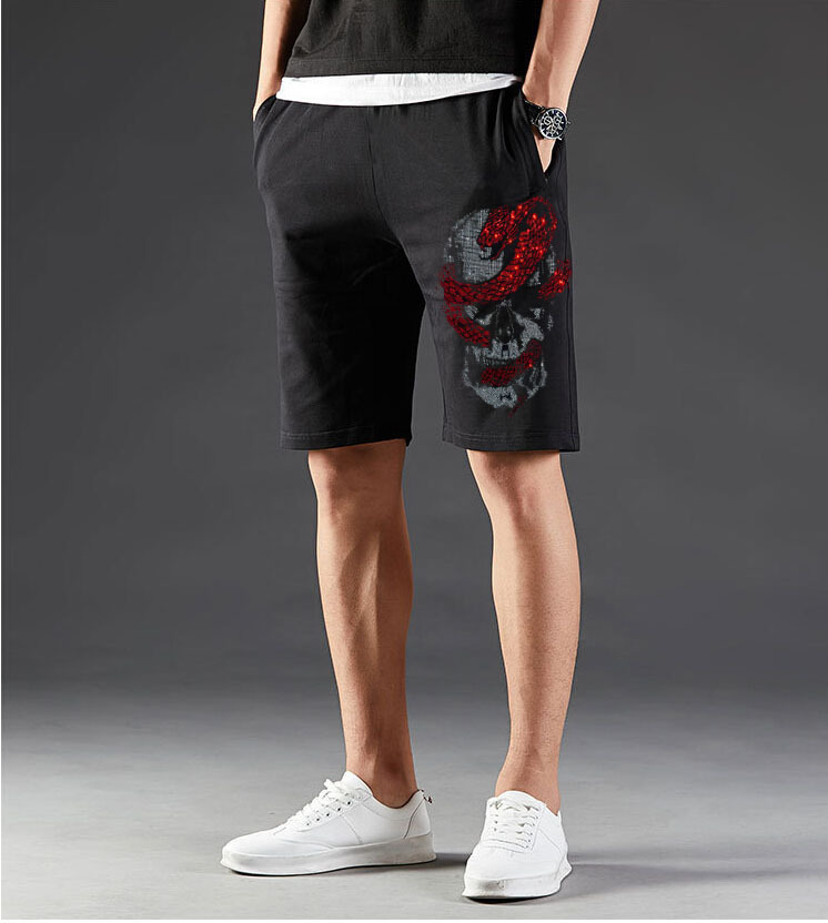

Trousers of Short High Quality Cotton with Male Hip Hop Strass Streetwear Hot Drill Shorts 1lst, The shown