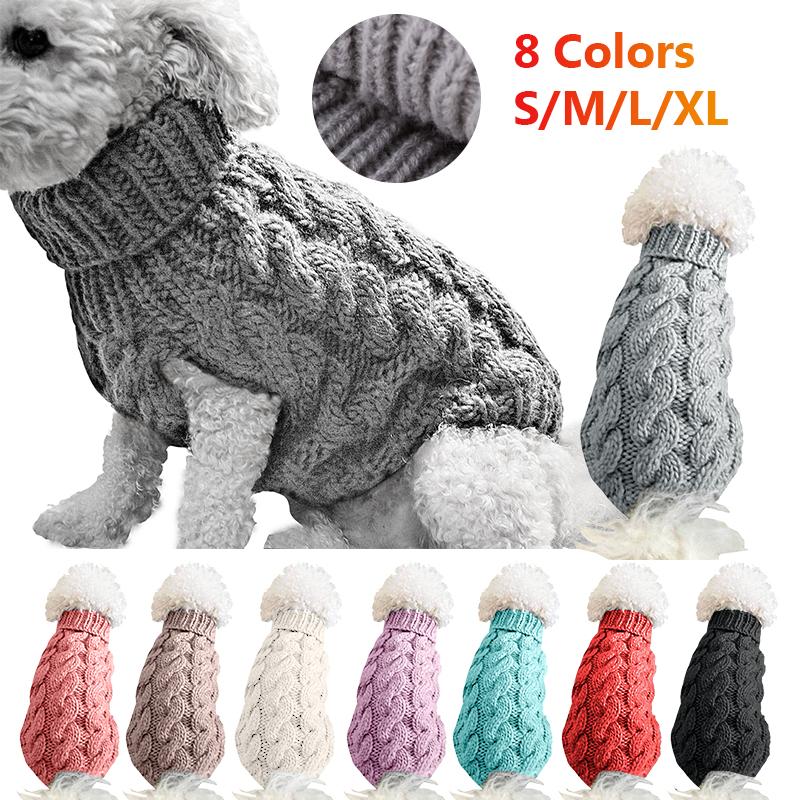 

Winter Knitted Dog Warm Jumper Turtleneck Sweater For Small Large Dogs Pet Clothing Casual Crochet Cloth Coat, As shown