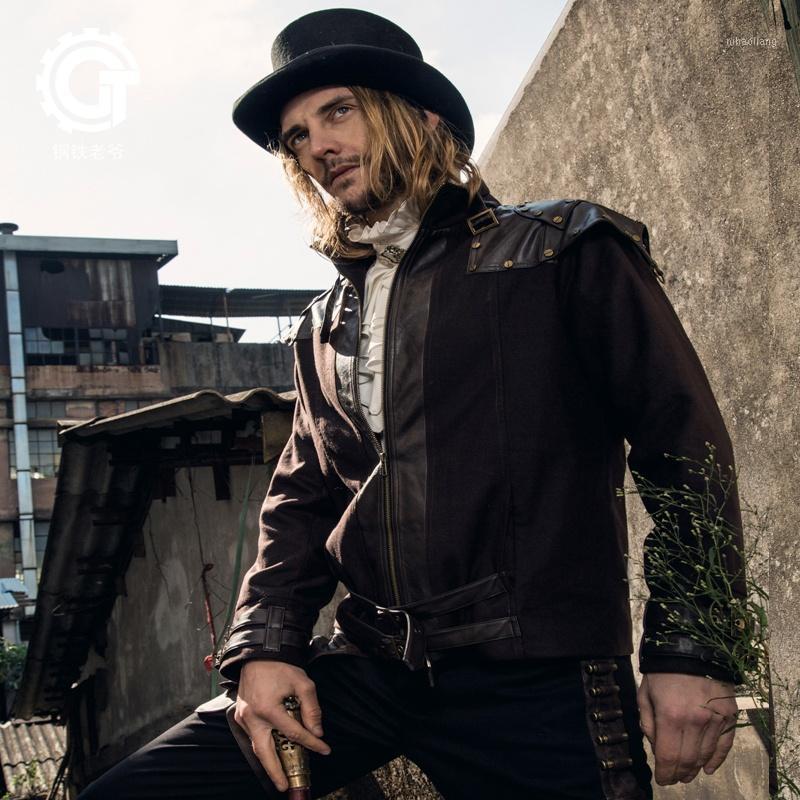 

Customized autumn and winter male jacket wear thick retro retro gothic style lolita metal rivet stitching casual jacket coat1, As pic