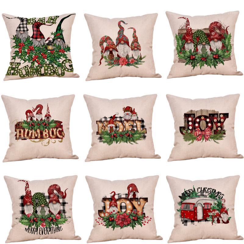 

Christmas Cushion Cover Ornaments Faceless Doll Pillow Covers Santa Claus Pattern Pillowcase cojines decorativos para sofa Q401
