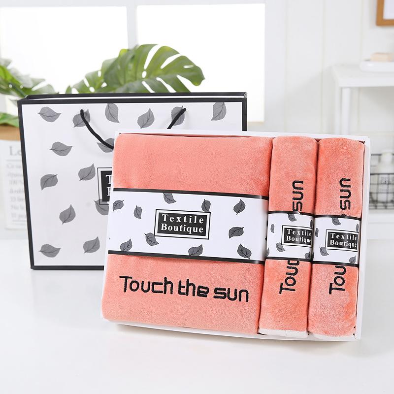 

Bathroom Towel and Bath Towel Set Thickened Coral Velvet Child and Mother Set Super Soft Bath, Gray blue