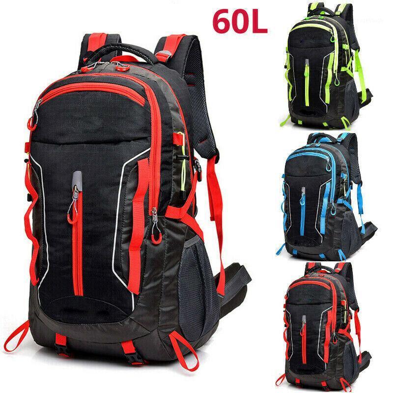 

60L Adult Waterproof Climbing Outdoor Backpack Sports Bag Camp Hiking Backpacks Self-driving Travel Ultralight Rucksack1, Red color