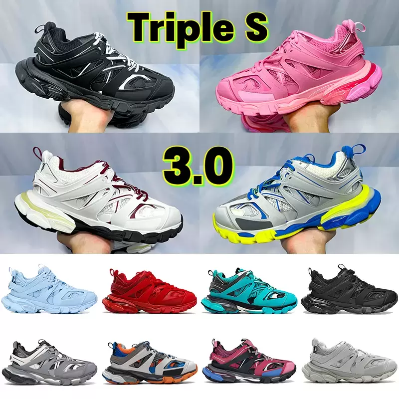 

2022 Hop Quality Triple S 3.0 Men Casual Shoes Ice Runner Blue Black White Grey Pink Burgundy Trainer Lime Red Platform Women Mens Designer Sneakers Us 6-12, 25 shoe box