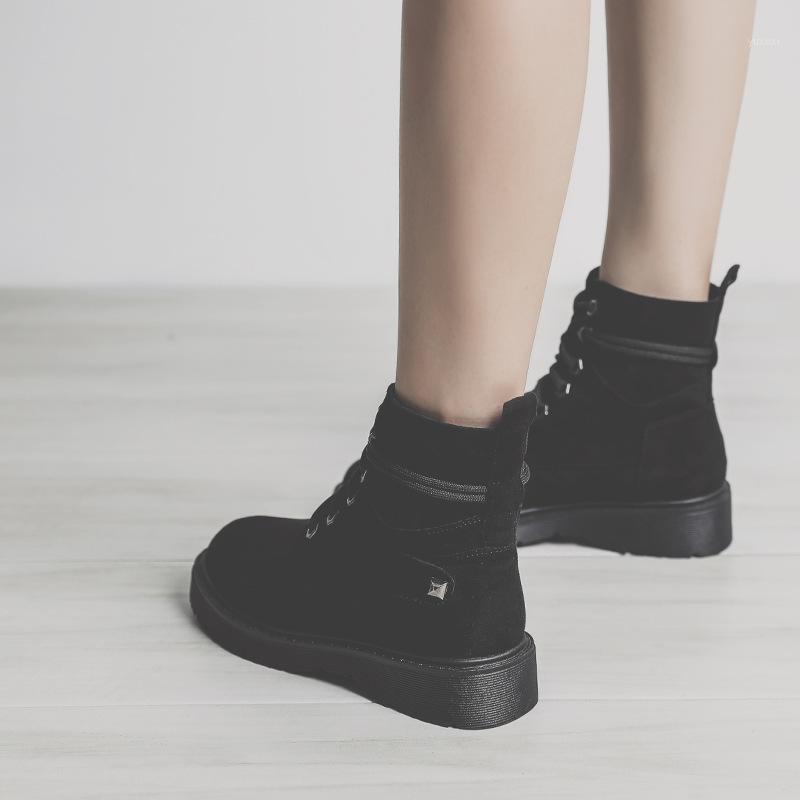 

Ankle Round Toe Med Motorcycle Boots Women Solid Fashion Lace Up Casual Punk Ladies Shoes1, Beige