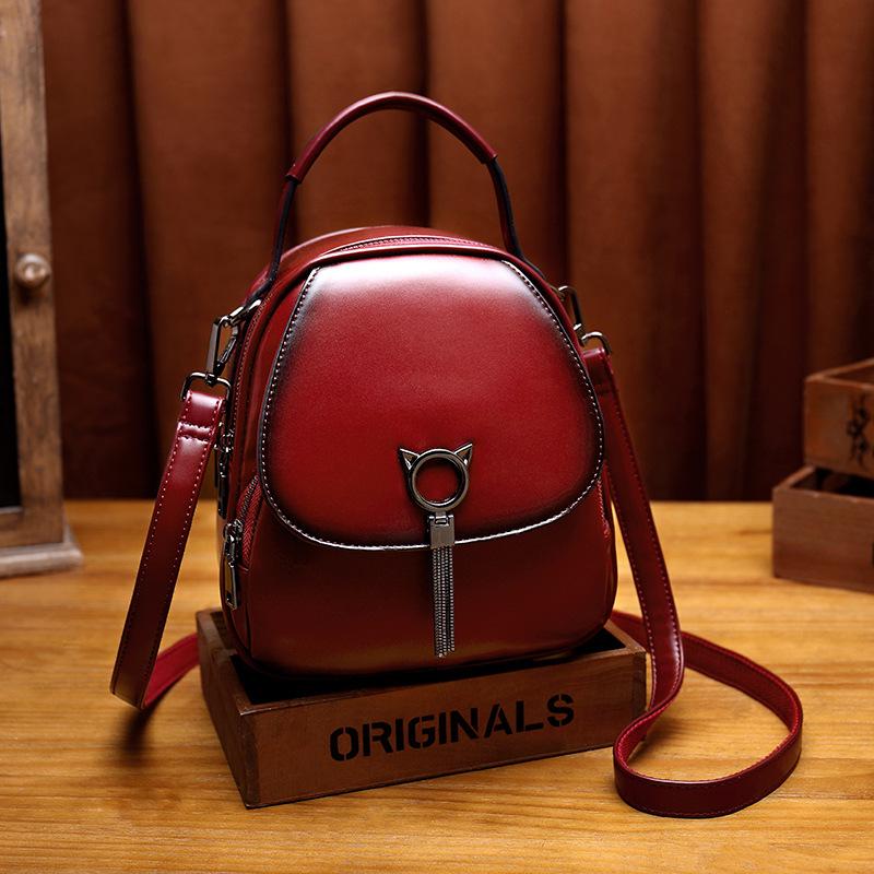

Vintage Big Capacity Women Backpack Fashion Small Backpack Ladies Shoulder Crossbody Bag Soft Leather Female Mini Bolsa, Green