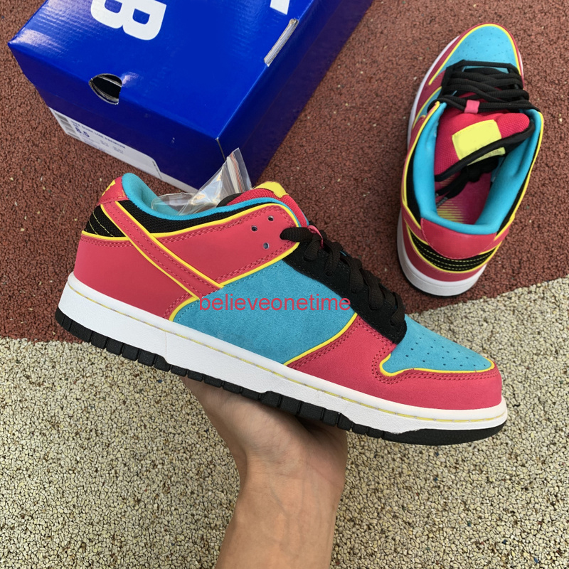 

Top Quality Dunk SB Low Premium Ms. Pacman 2009 Pink Blue Yellow 313170-461 Men Women Running Shoes Skate Sneakers With Box Size 5.5-13