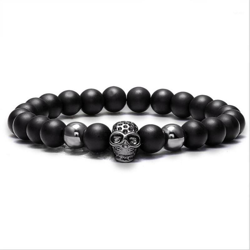 

Fashion Skull Beaded Bracelet Black Gold Rose Gold Silver Colour Four Color Men's Charm Bracelet Hip Hop Cool Punk Jewelry1