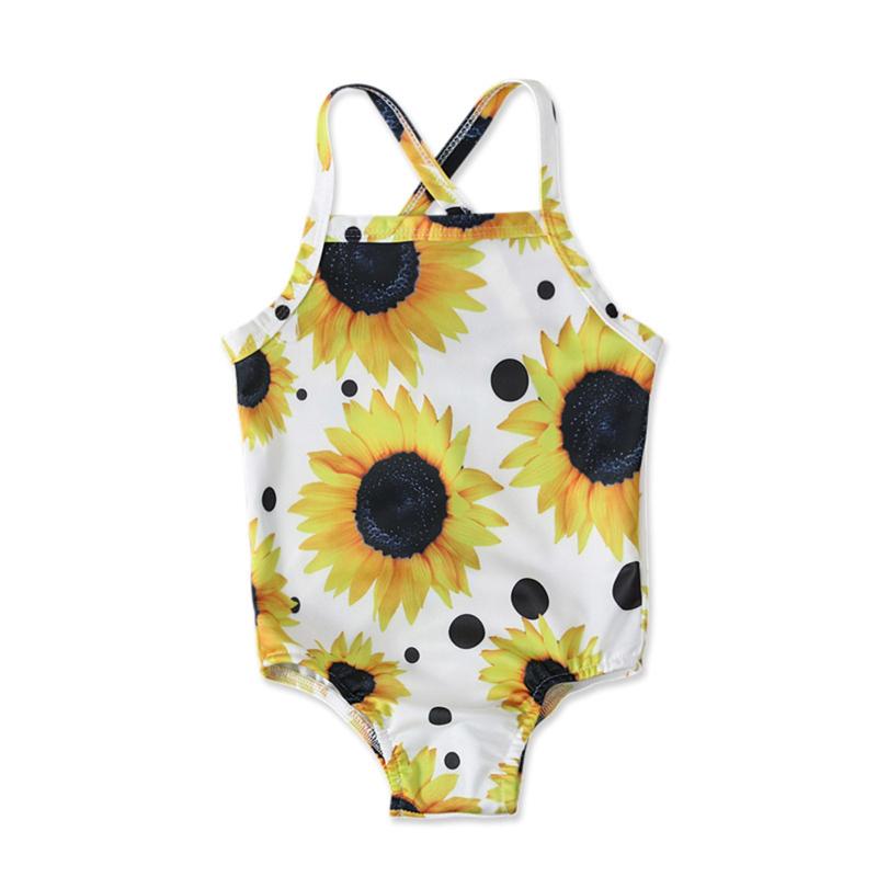 

One-Pieces 0-3 Years Baby Girls Bikini Suits One Piece Summer Bathing Fashion Sunflower Girl Swimsuits Strap Swimwear For Kids, Black