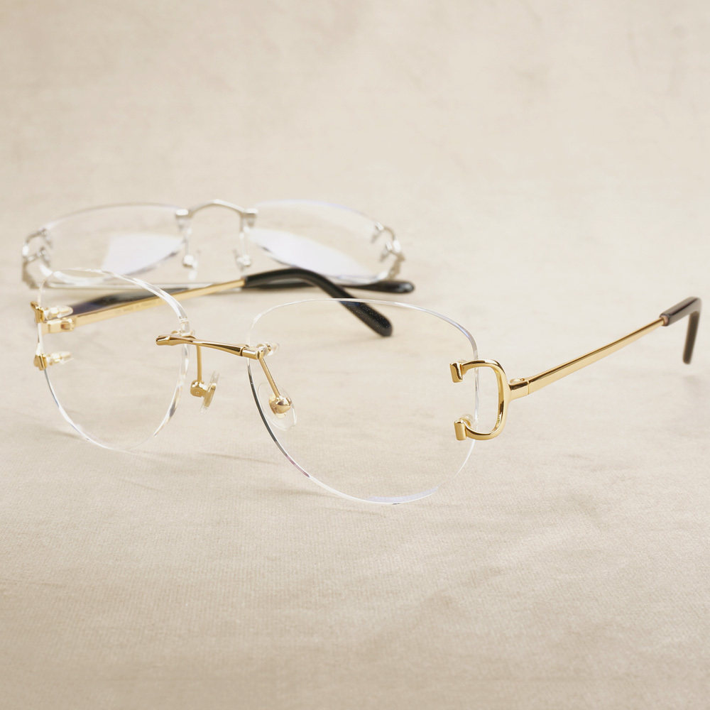 

Arming glasses without rim, oval grade glass frames, prescription, Luxoosa, transparent, computer