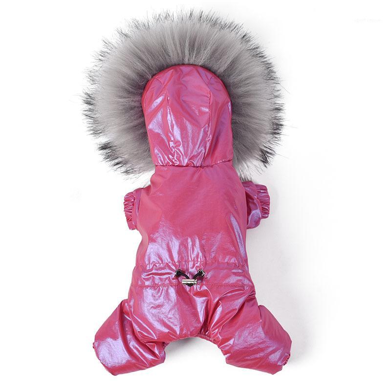 

Big Fur Collar Drawstring Four-legged Cotton Jacket Pet Clothes Windproof Quilted Small Dog Clothes Warm Coat Winter Dog1, Red