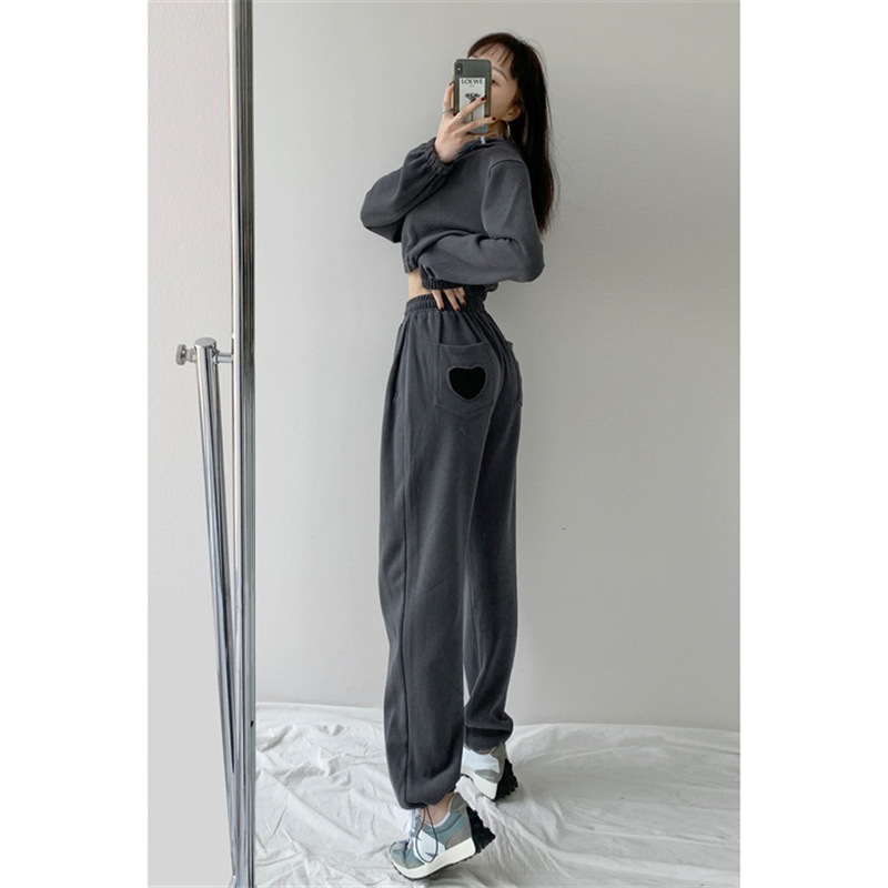 

Gray Sports Pants for Women High Waist Wide Legs Loose Drawstring Trendy New Spring Summer 2021 Collection, Black;white