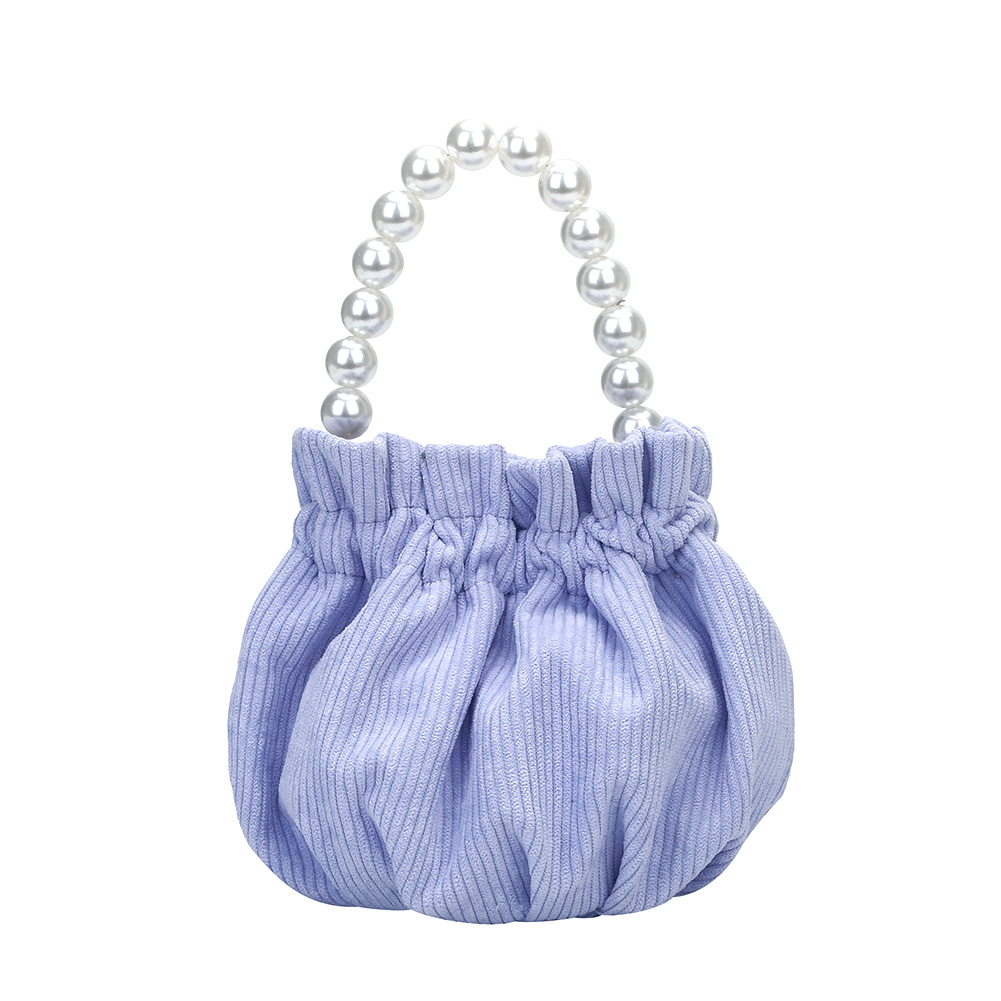 

HBP Women Pearl Bucket Bag Portable Handle Girls Corduroy Shoulder Messenger Handbag Popular Simple Female Daily Bag PURPLE, Black