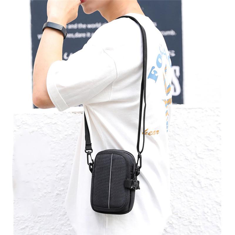 

Men's Shoulder Bag Casual Solid Color Travel Fashion Wallet Phone Pocket Zipper Messenger Multifunctional men's Bag, Black
