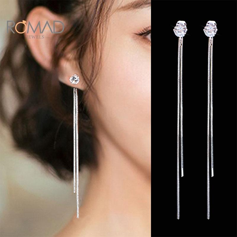 

ROMAD European And American Diamonds Stud Earrings For Women 2020 Fashion Retro Long Tassel Gold Earrings Jewelry Whoelsale#