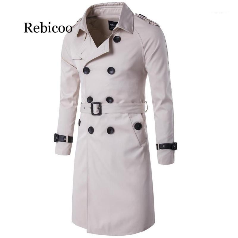

New Trench Coat Men Clothing Top Quality Mens Trench Coat 2019 New Fashion Designer Men Long Autumn Winter1, Navy blue