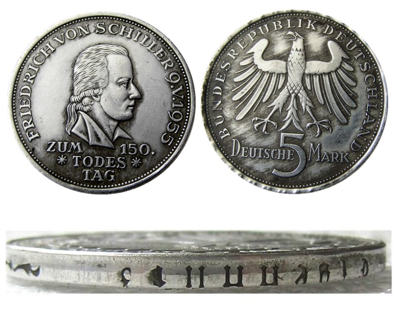 

DE(15)Germany, Federal Republic, 5 Mark, 1955 F Silver Plated Craft Copy Coin metal dies manufacturing factory Price