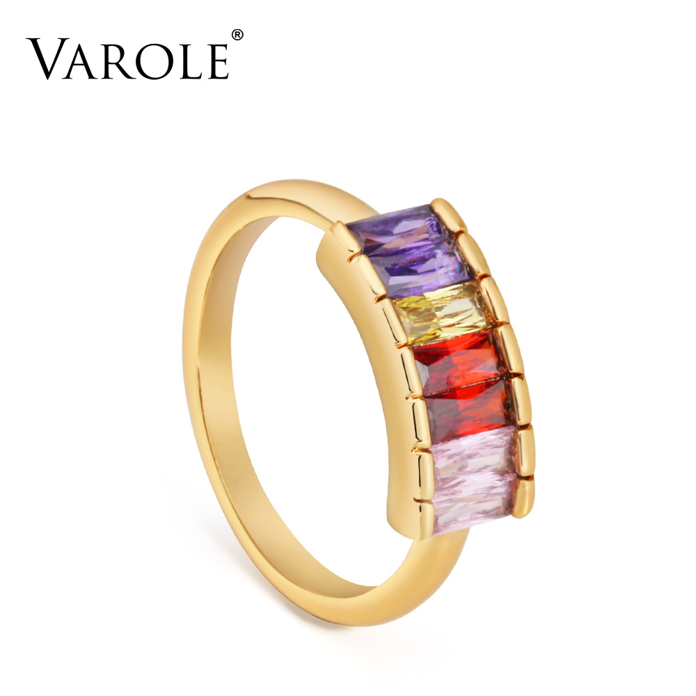 Varole Sommerfarbe Kristall Ring Gold Farbe Knuckel Ringe Für Frauen Modeschmuck Party Anillos