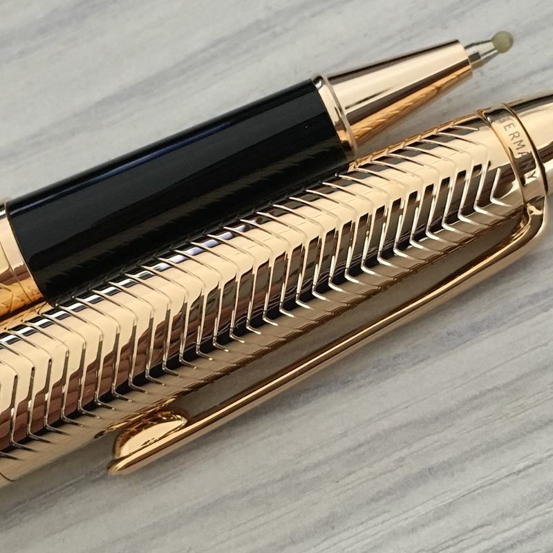 

Luxury PEN metal wave pattern Golden Ballpoint pen rollerball pen supplies Brand pens writing supplies style, Blue;orange