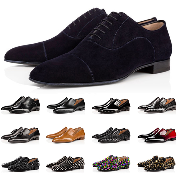 

fashion mens genuine leather shoes red bottoms low cut studded spikes dress shoe designer luxury mens trainers sneakers size 40-47, #1 40-47