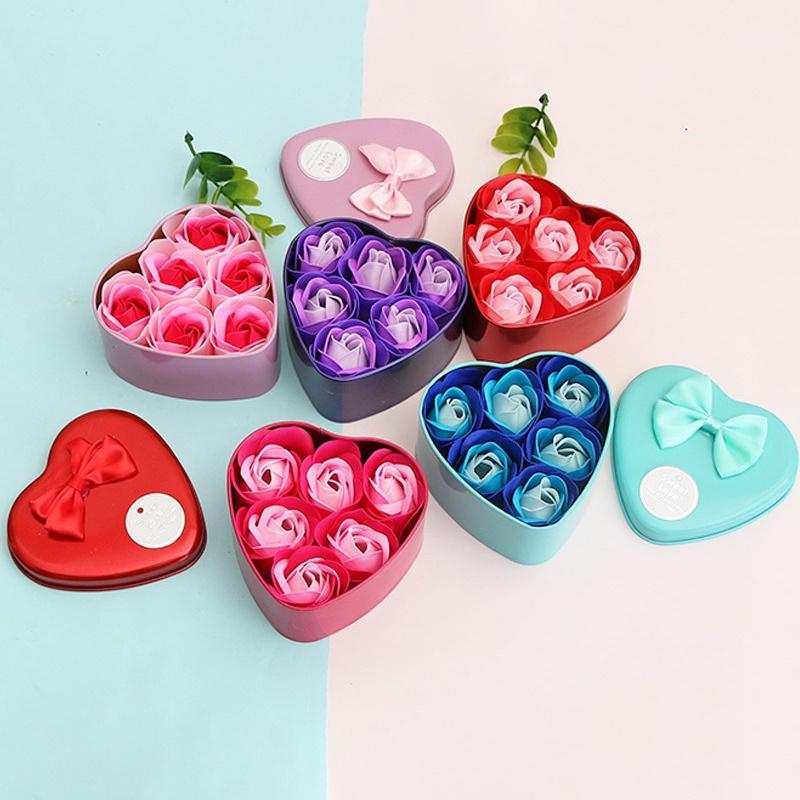 

Rose Small Gift Box Soap Flower Heart Shaped Iron Box For Mothers' Day Valentine's Day Gift Bath Body Petal Rose Flower1