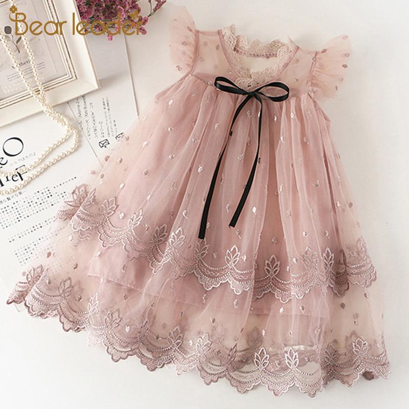 

Bear Leader Girls Dress New Summer Kids Girl Princess Dress Elegant Princess Children Clothing Poka Dot Mesh Suit for 3 7Y1, Ay474 pink