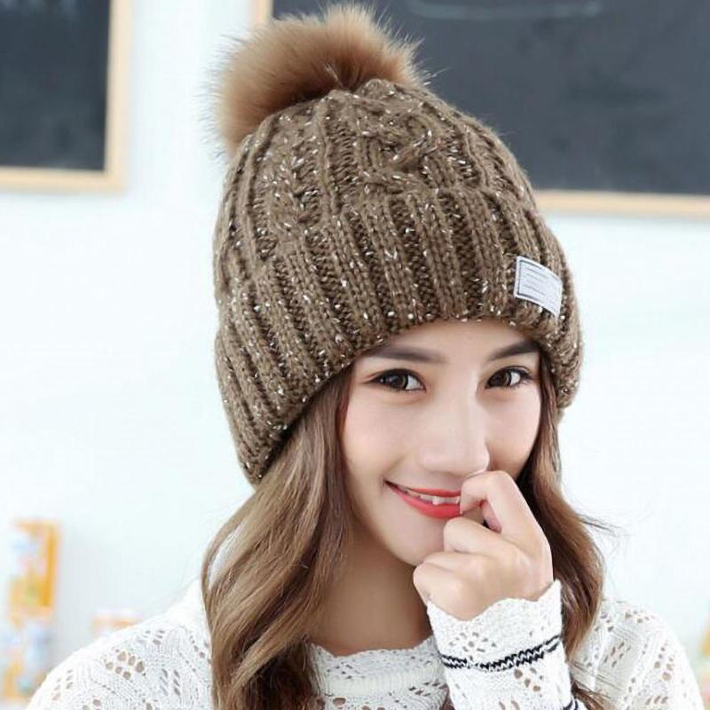 

Beanie Hat For Women Men Winter Hat Knitted Autumn Pompon Outdoor Woolen Yarn Warm Bonnet Cap Female Riding For Girl, Black