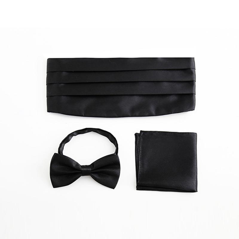 

High Quality Dress Waist Girdles for Men Gravata Borboleta Men Wedding Groom Tuxedos Girdle + Bowtie + Handkerchief Gift Box