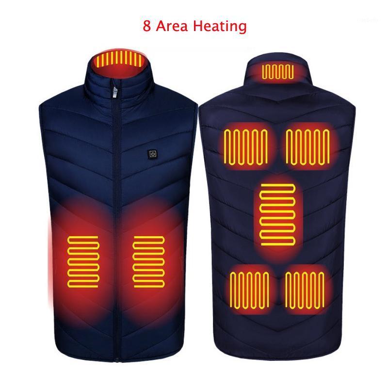 

Autumn Winter Men Stand-up Collar Heated Cotton Vest Graphene Electric USB Safe Smart Constant Temperature Heating Thermal Tank1, Blue 2pcs heated
