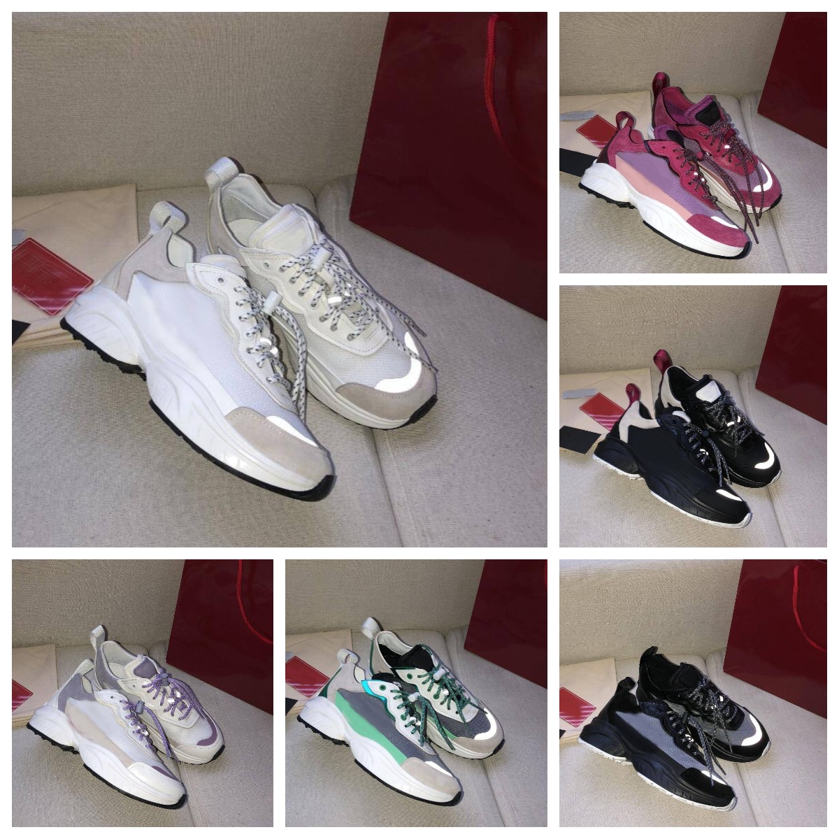 

2020 designer sneakers men women casual shoes spring and autumn leather mesh sneakers couple shoes size 35-45 A4, Color 6