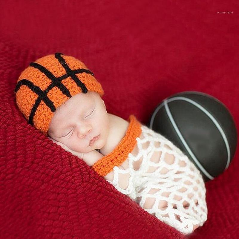 

New Arrival Basketball & Net Newborn Props For Photography Knitted Hat Basketball Style Baby Photography Accessories Costumes1