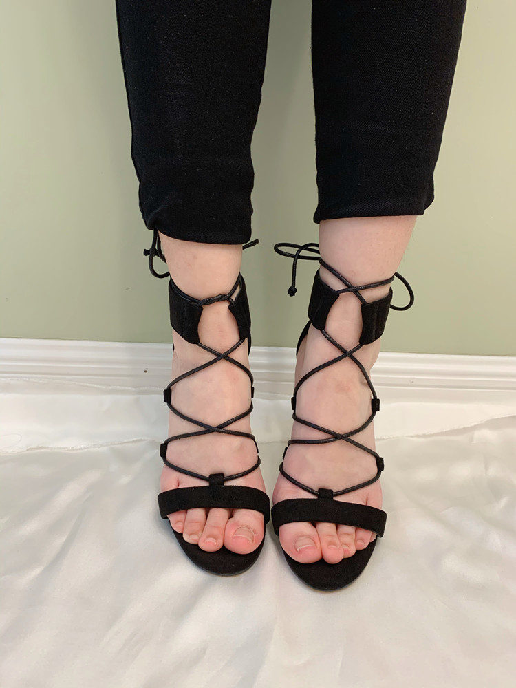 

Summer Sandals 2020 Free Shipping Fashion Black Suede with Criss-cross Straps Ankle High Heels 10cm Large 4p6q, Black 10cm