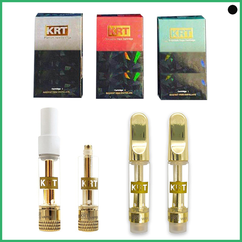 

KRT Carts Cartridges new Packaging 0.8/1.0ml Glass Tank Ceramic Coil Empty Vape Pen Cartridges Gold Tip 510 Thick Oil Krt Atomizer